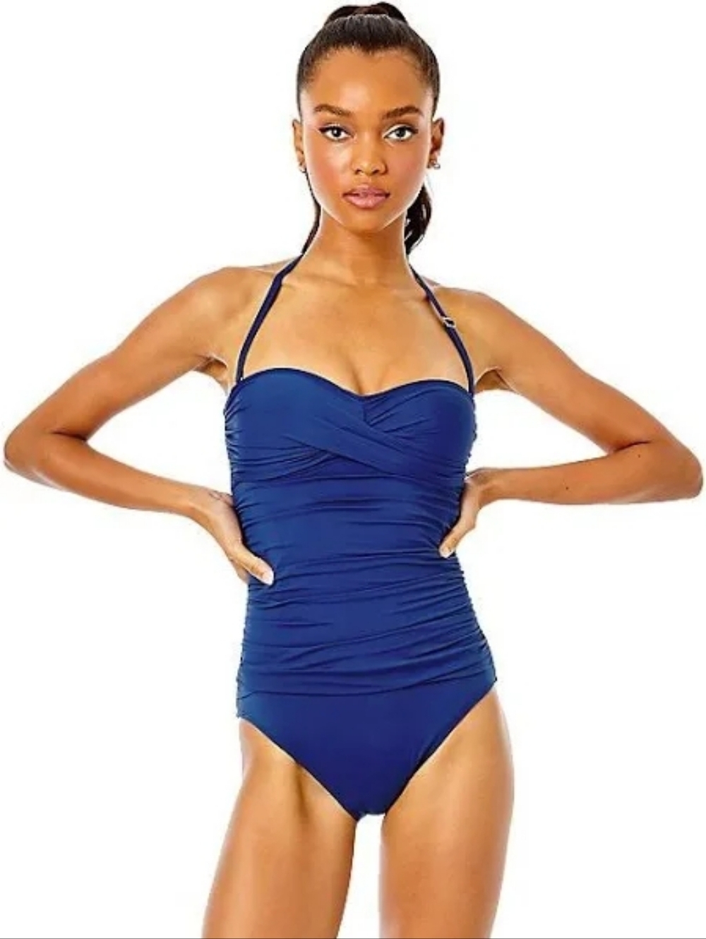 NWT Lilly Pulitzer Navy Flamenco Ruched One-Piece Swimsuit